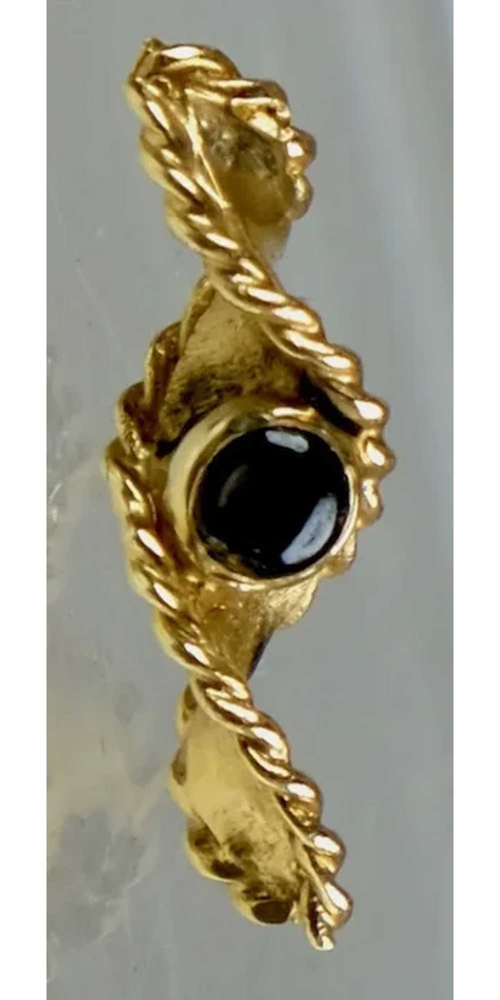 Vintage 18K Gold Black Sapphire Pin or Tack - image 2