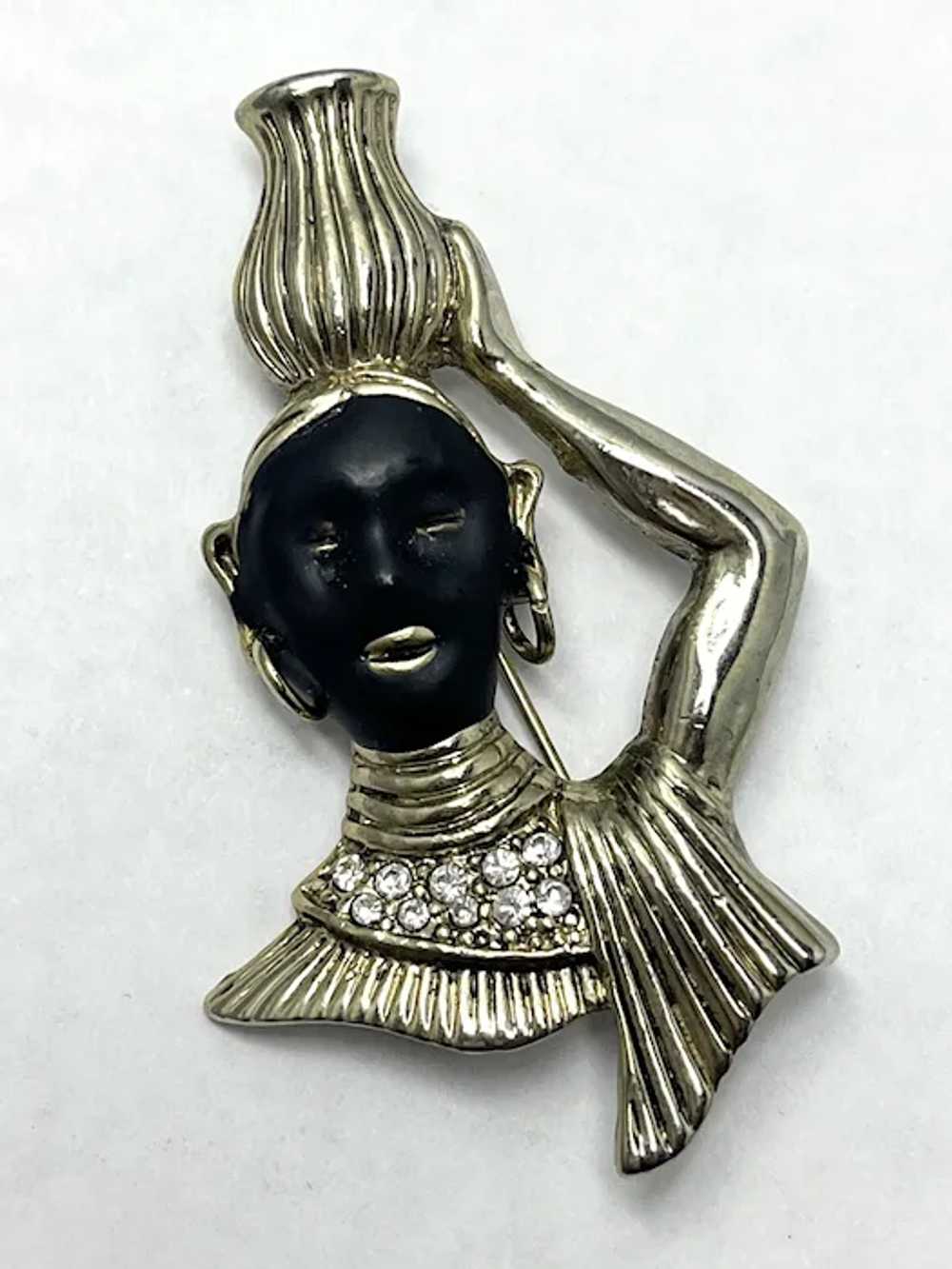 Vintage Estate Enamel Figural Water Carrier Brooc… - image 2
