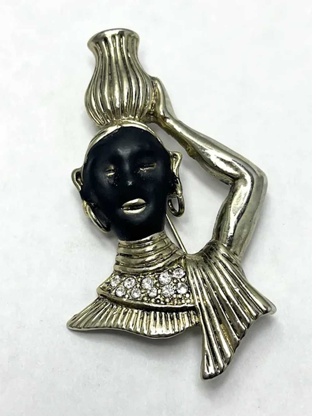 Vintage Estate Enamel Figural Water Carrier Brooc… - image 3