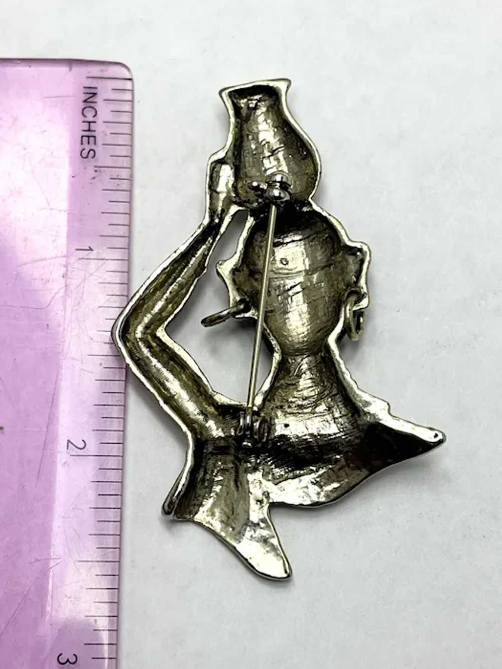 Vintage Estate Enamel Figural Water Carrier Brooc… - image 4