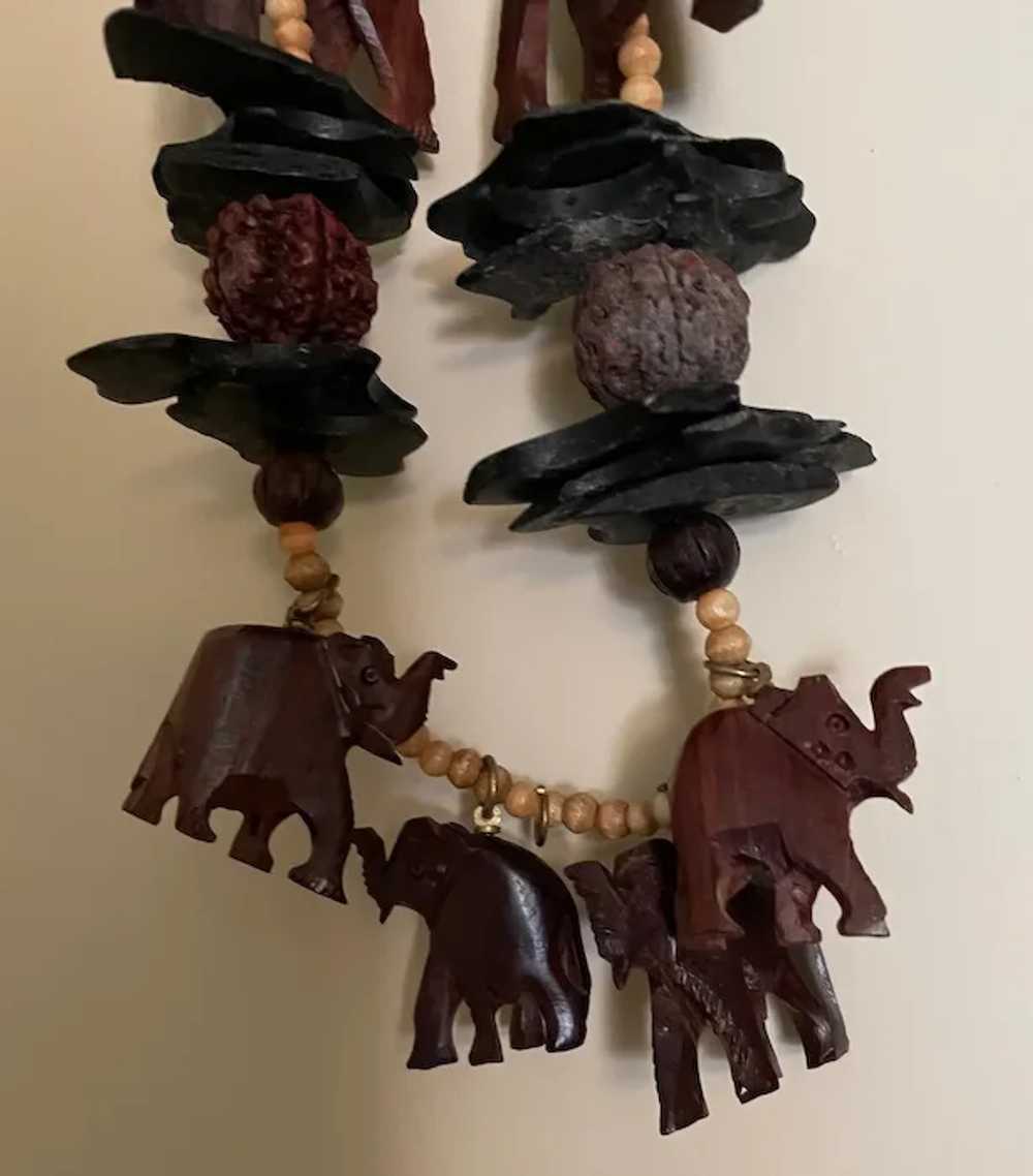 Vintage Carved Wood Elephant Necklace - image 5