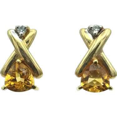 10K Citrine & Diamond Earrings