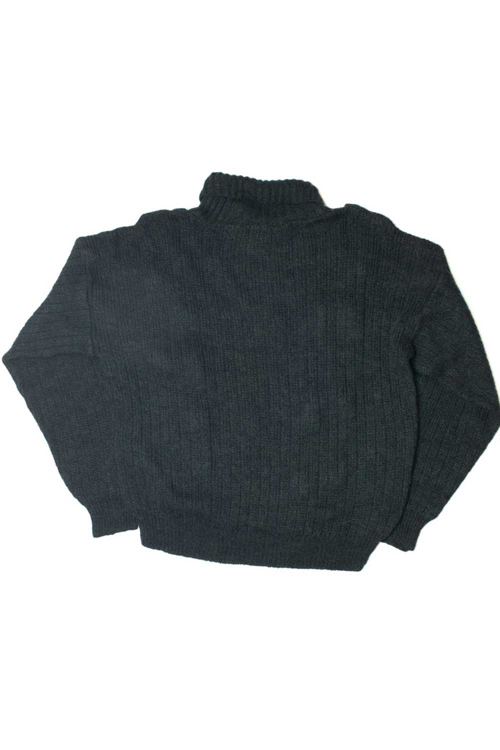 Vintage Dark Green 80s Sweater With Pleather Trim - image 3
