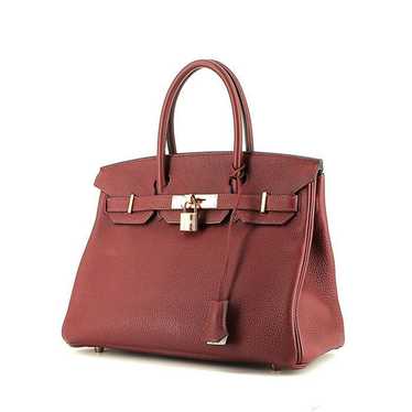 66360 auth HERMES Rouge Sellier burgundy Togo leather BIKIN 30 Bag