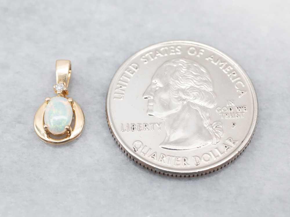 Yellow Gold Opal and Diamond Pendant - image 2