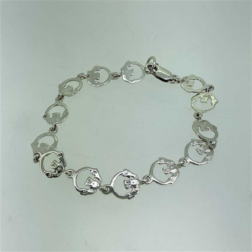 Sterling Silver Claddagh Link Bracelet - image 3