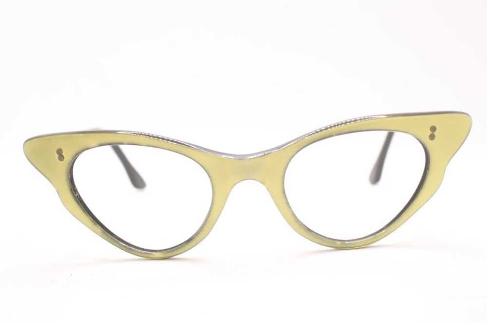 Unused Green / Gold Vintage Cat Eye Glasses - image 1