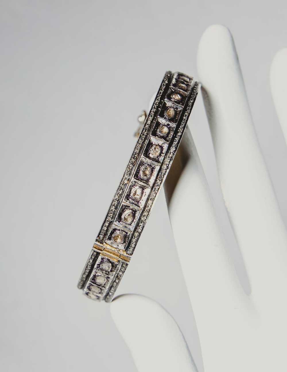 Rough Diamond & Sterling Silver Bangle Bracelet - image 2