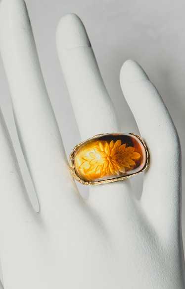 14k White Gold Sterling Silver Natural 8.75ct Brazilian Citrine Flower Ring authentic 7.75