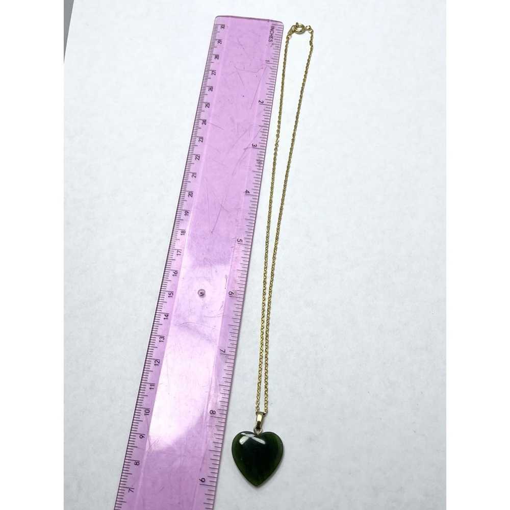 Vintage Vintage Jade Stone Heart Charm Necklace - image 5