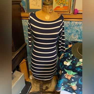 Unkwn Soprano Blue and White Striped Body Con Dre… - image 1