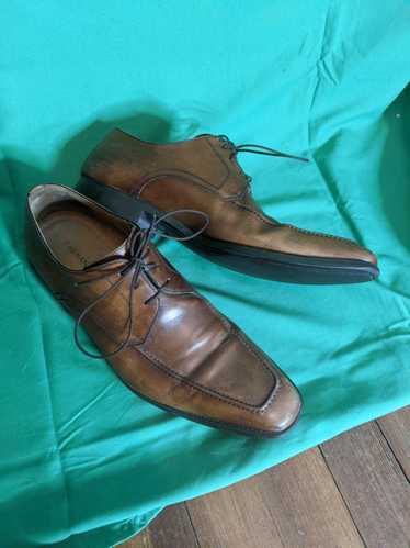 Magnanni Brown leather tapered derby shoes 10