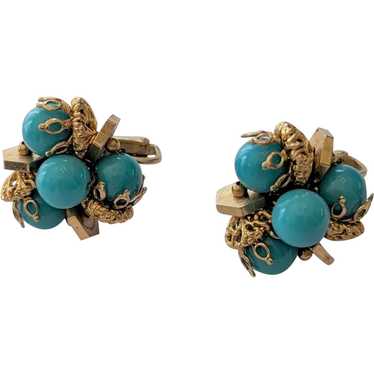 Blue and Gold Vendome Earrings - image 1