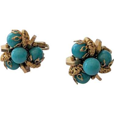 Blue and Gold Vendome Earrings