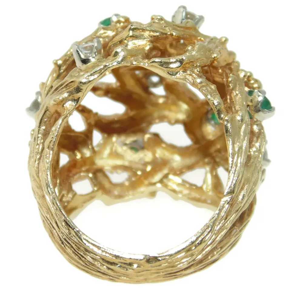 Estate 18k Yellow Gold Textured Domed Nature Insp… - image 3