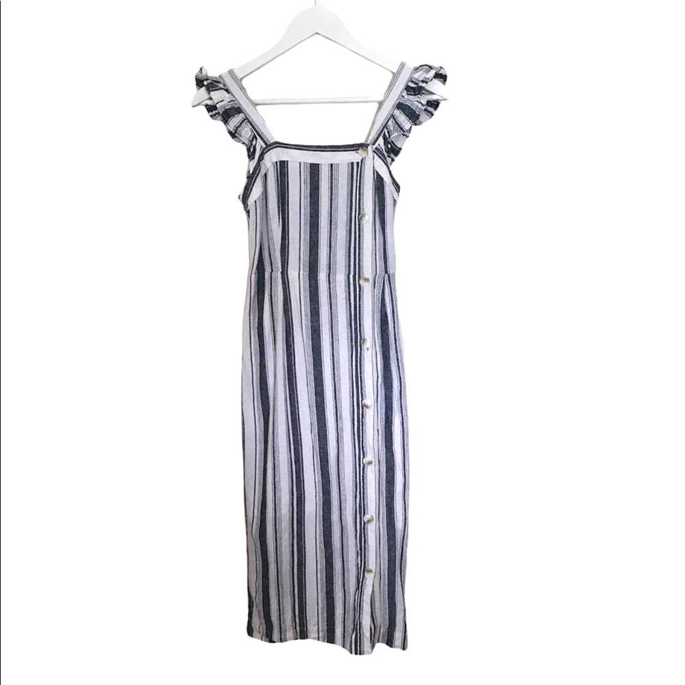 Ella Moss Stacy Linen Striped Midi Dress Size XS - image 10