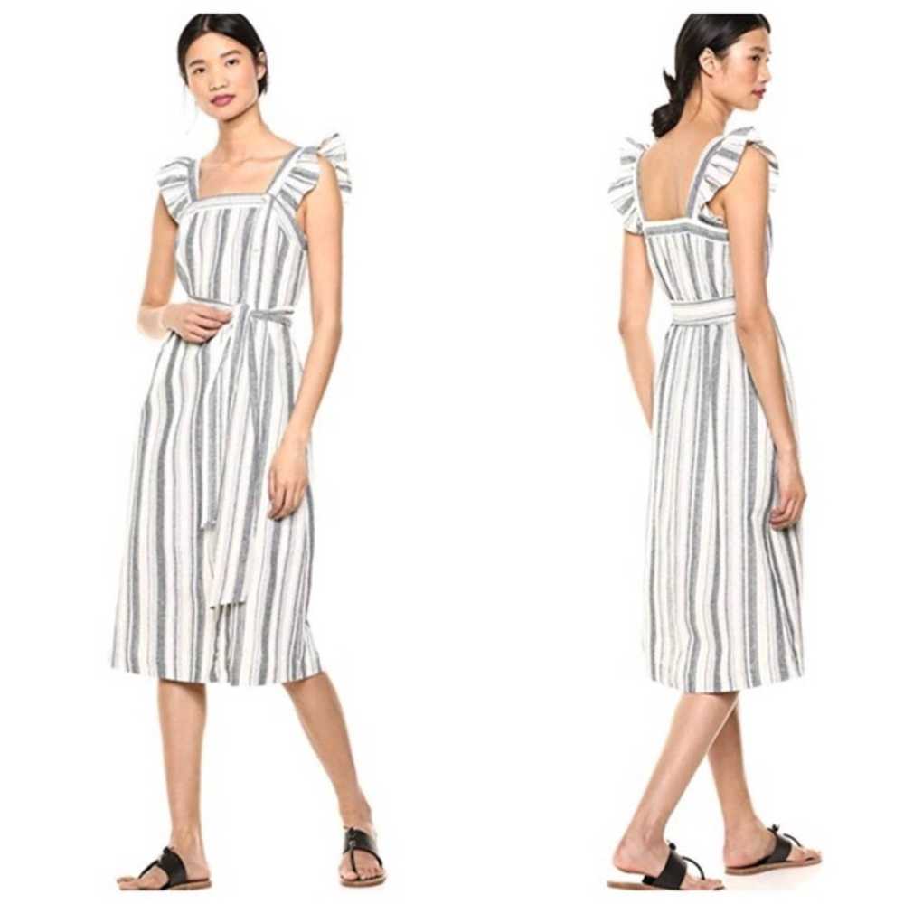 Ella Moss Stacy Linen Striped Midi Dress Size XS - image 1