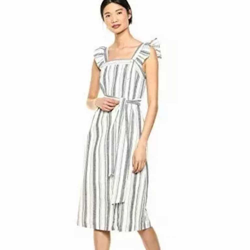Ella Moss Stacy Linen Striped Midi Dress Size XS - image 2