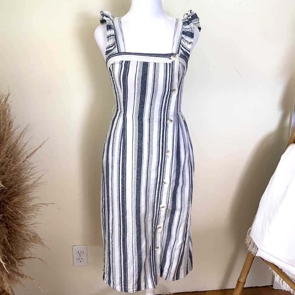 Ella Moss Stacy Linen Striped Midi Dress Size XS - image 3