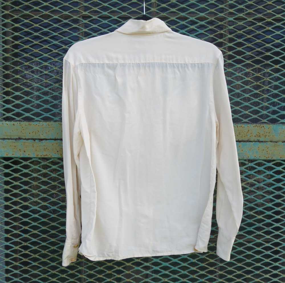 Chanel - Vintage CHANEL silk ivory shirt with gol… - image 3