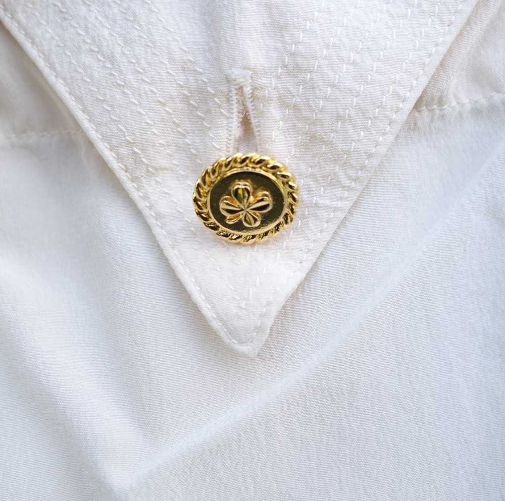 Chanel - Vintage CHANEL silk ivory shirt with gol… - image 5