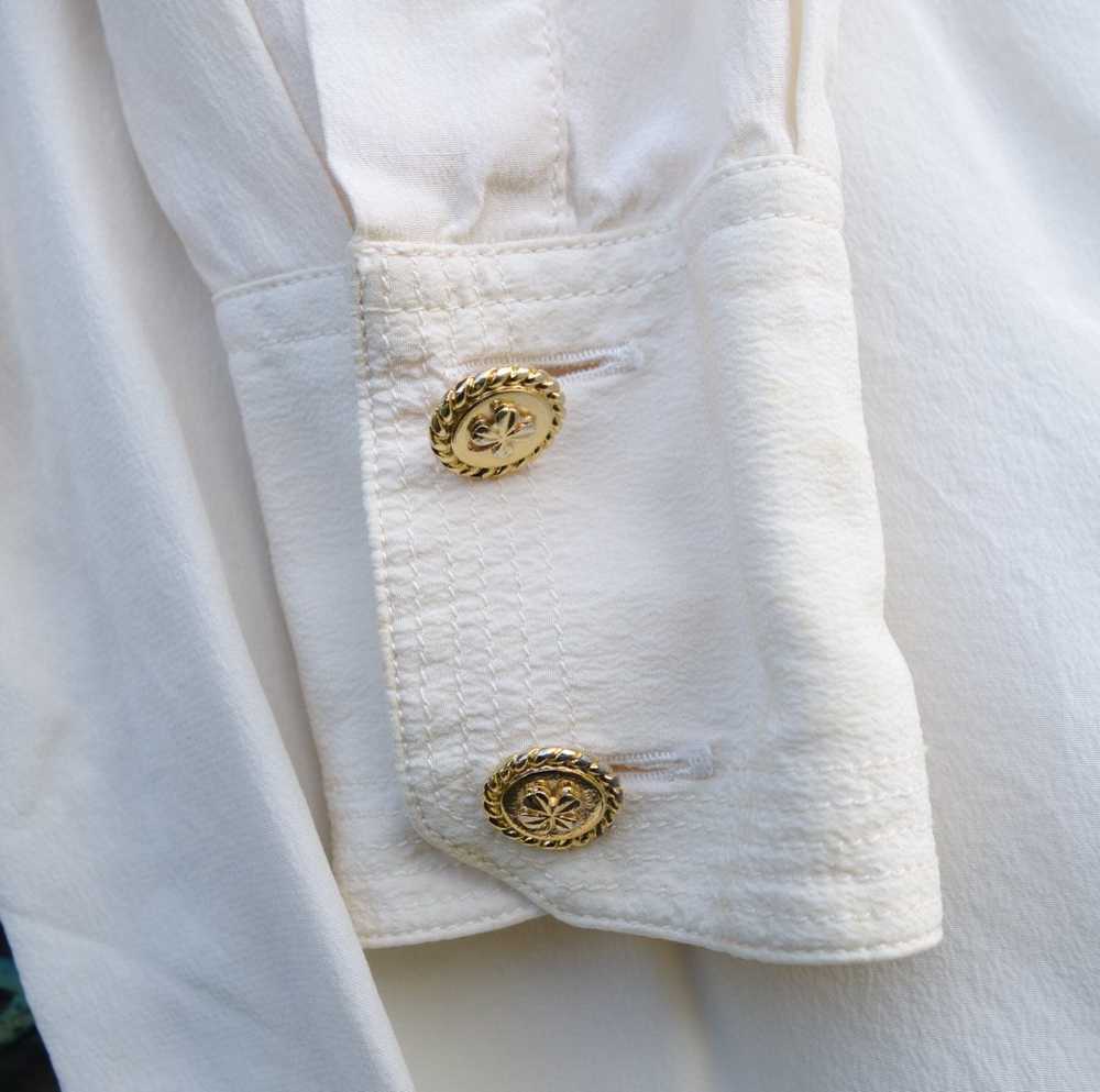 Chanel - Vintage CHANEL silk ivory shirt with gol… - image 6