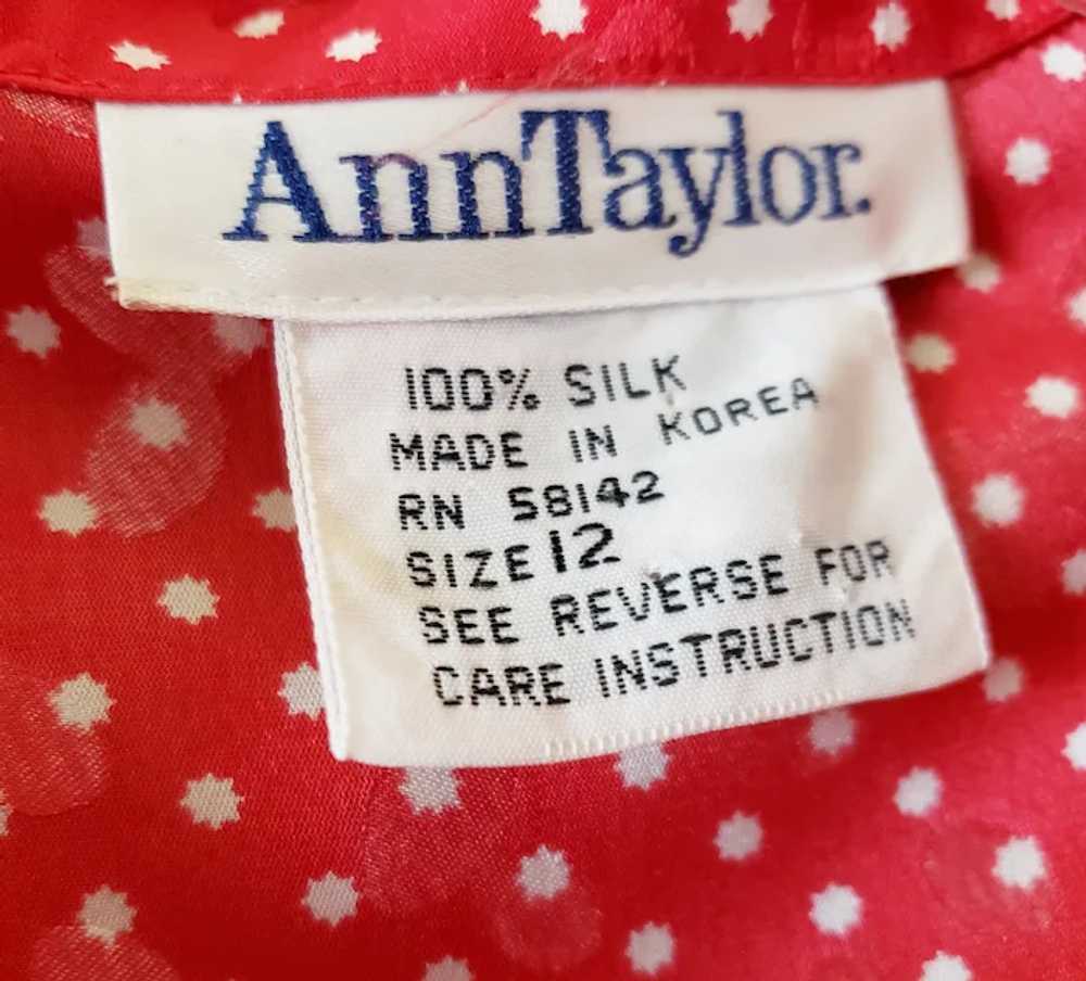Ann Taylor "Charleston" Red & White Silk Dress - image 7