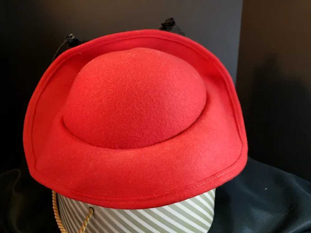 Breton-Style Big Bowed RED Hat - image 10