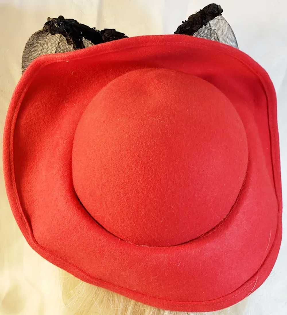 Breton-Style Big Bowed RED Hat - image 7