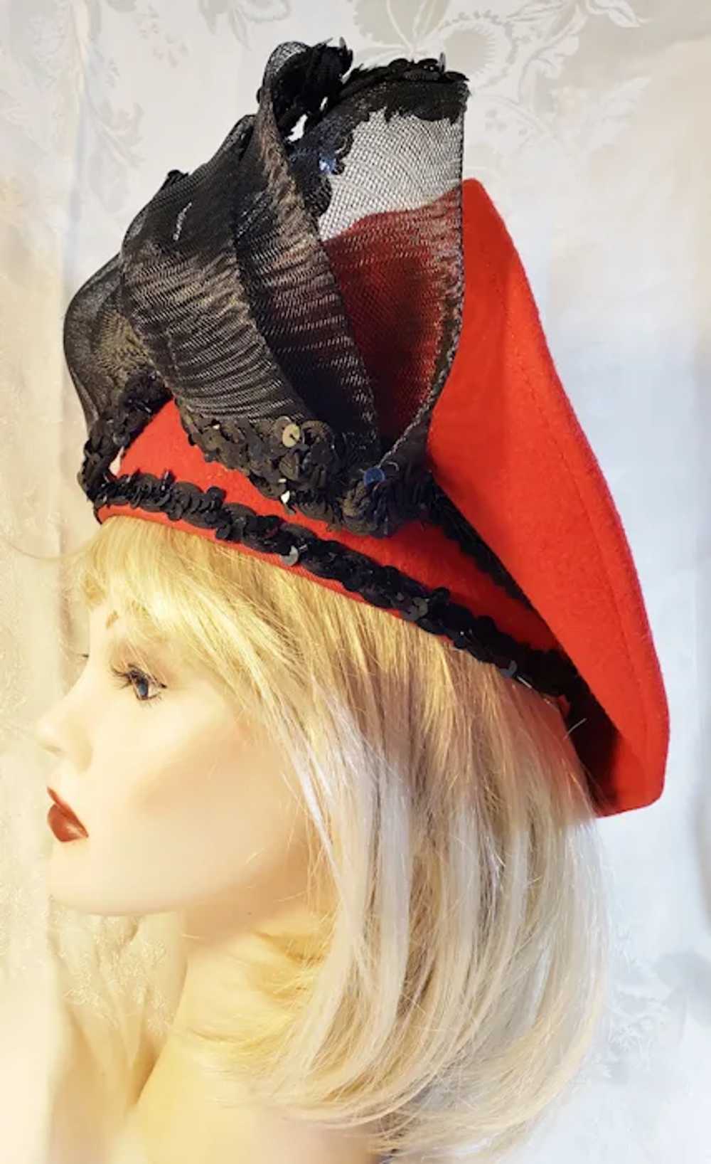 Breton-Style Big Bowed RED Hat - image 8