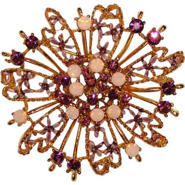 Fabulous CAMEO Opalescent Rhinestone Vintage Brooch Necklace & Earrings Set
