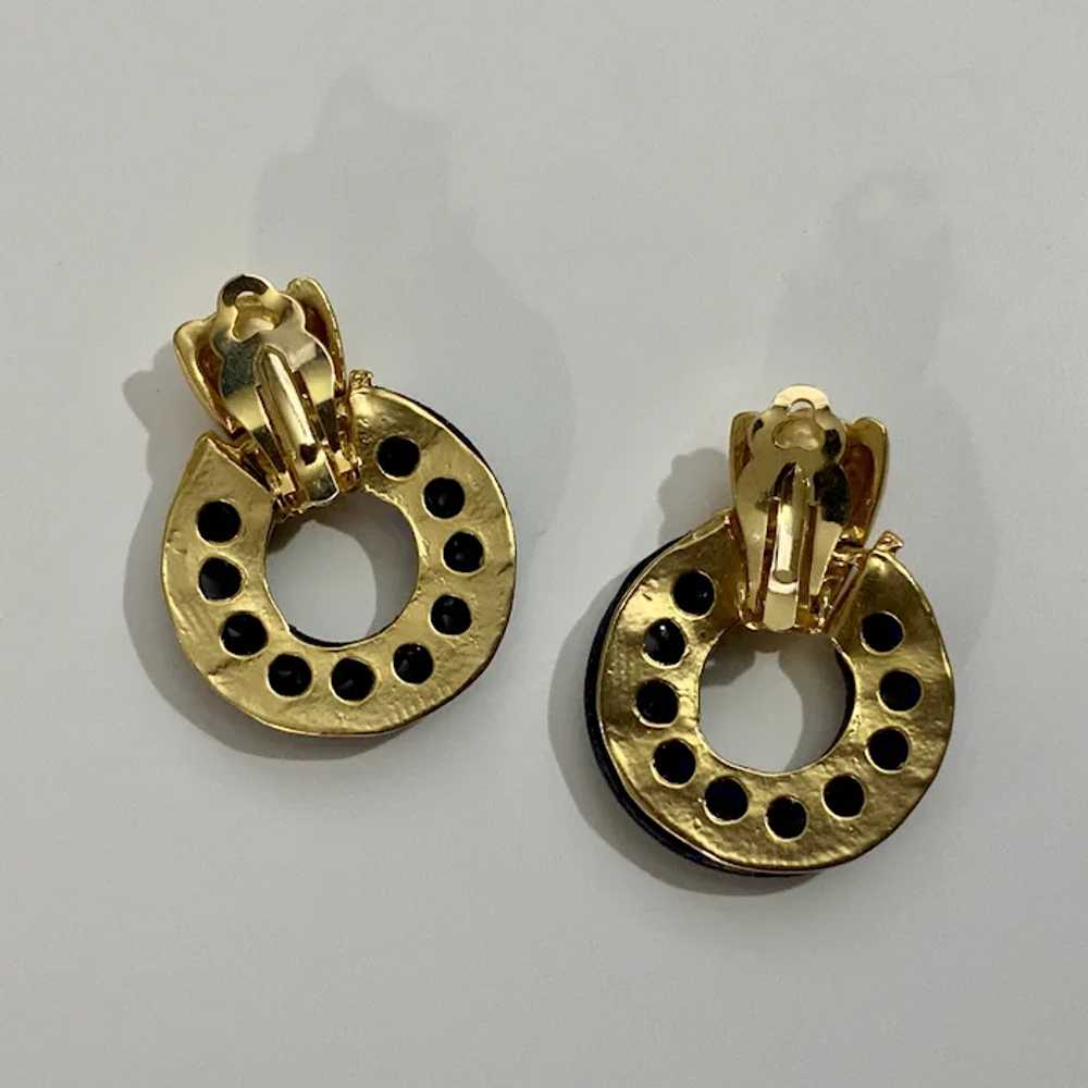 Navy Blue Loops and Gold Tone Earrings Clip-Ons - image 5