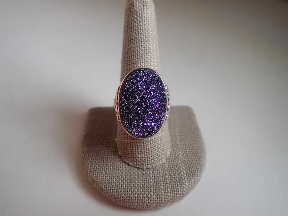 Purple Druzy Sterling Ring RSI Size 9 1/2 - image 6