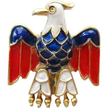 Patriotic Eagle Brooch Signed TRIFARI