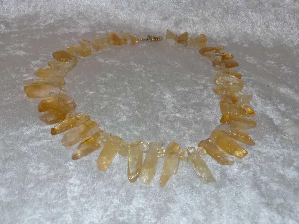 Citrine and Quartz Slab Necklace with Gold Filled… - image 10