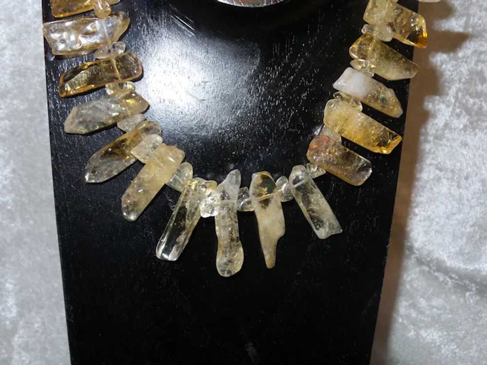 Citrine and Quartz Slab Necklace with Gold Filled… - image 11