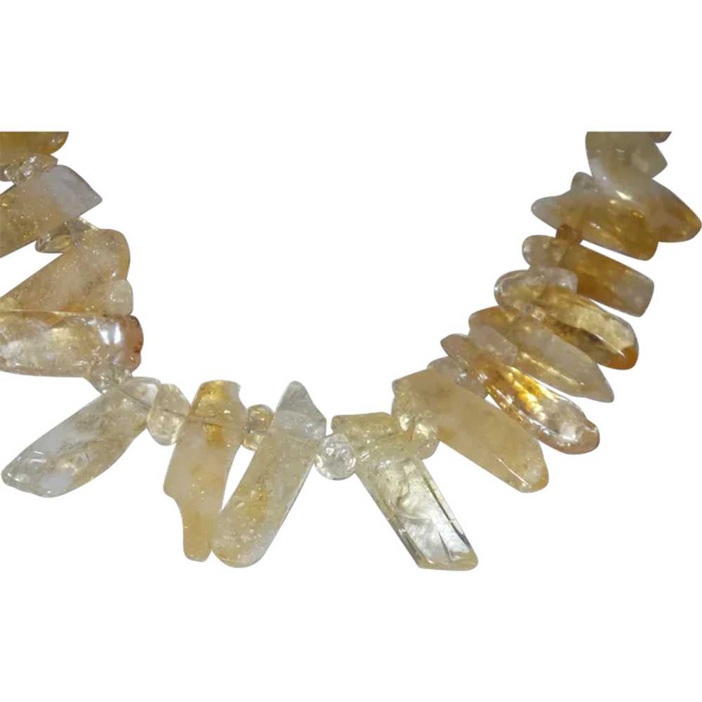 Citrine and Quartz Slab Necklace with Gold Filled… - image 1