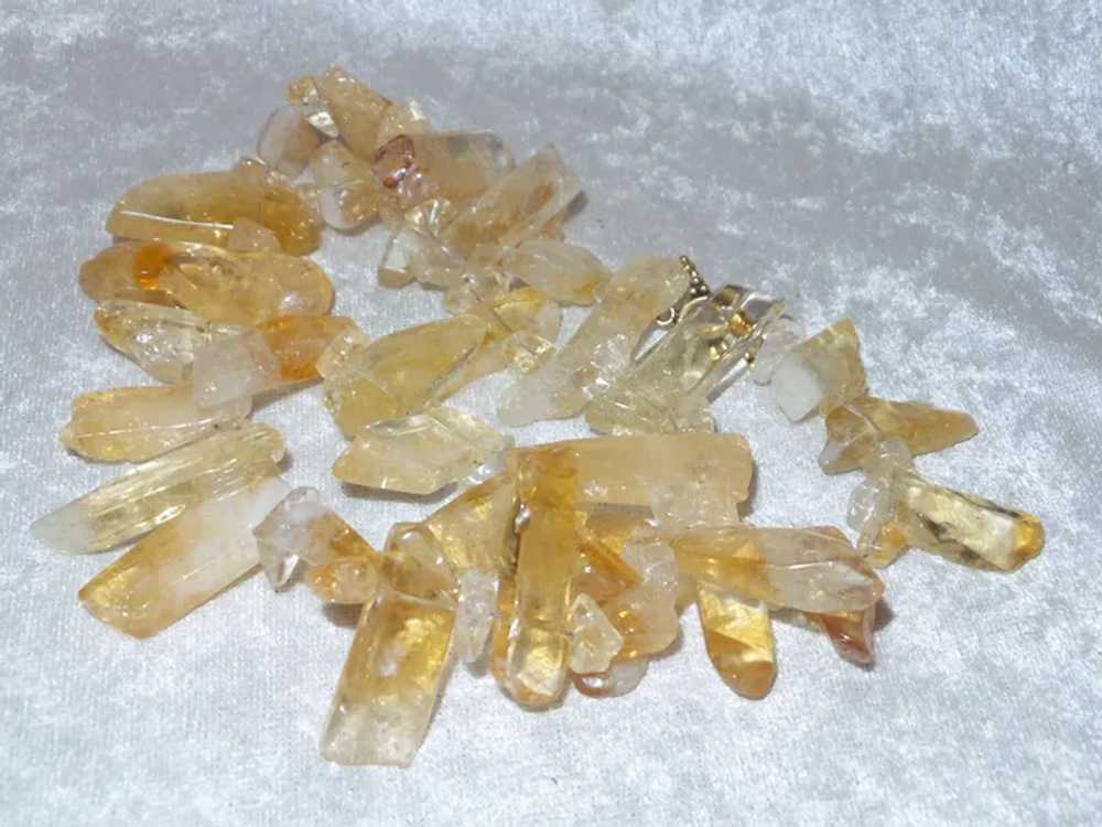 Citrine and Quartz Slab Necklace with Gold Filled… - image 2