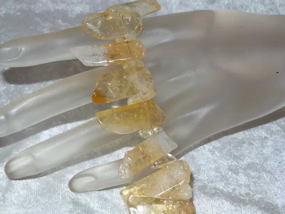 Citrine and Quartz Slab Necklace with Gold Filled… - image 4