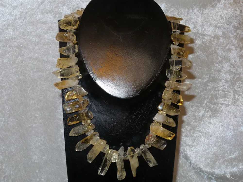 Citrine and Quartz Slab Necklace with Gold Filled… - image 5