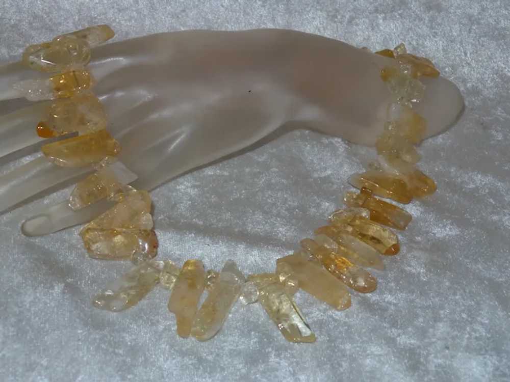 Citrine and Quartz Slab Necklace with Gold Filled… - image 8