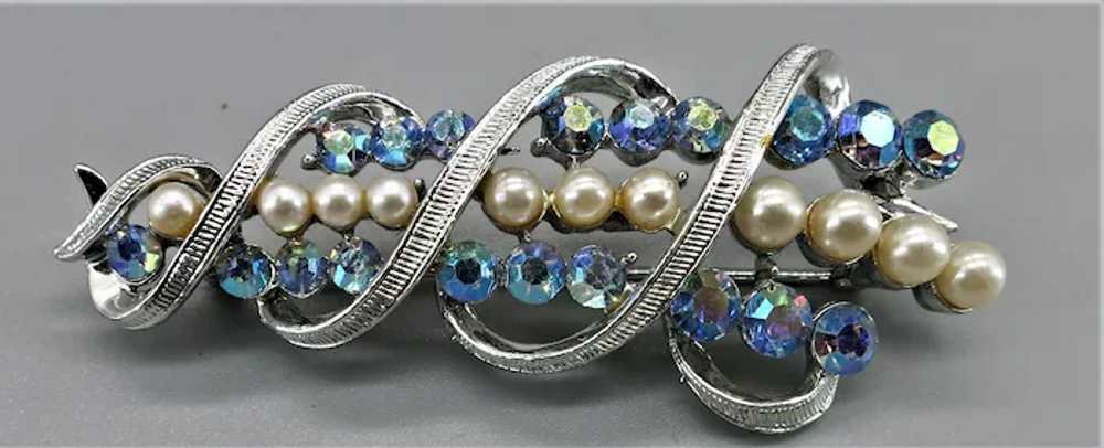 VINTAGE  Lovely Pretty Blue Stone Brooch   Spring - image 2
