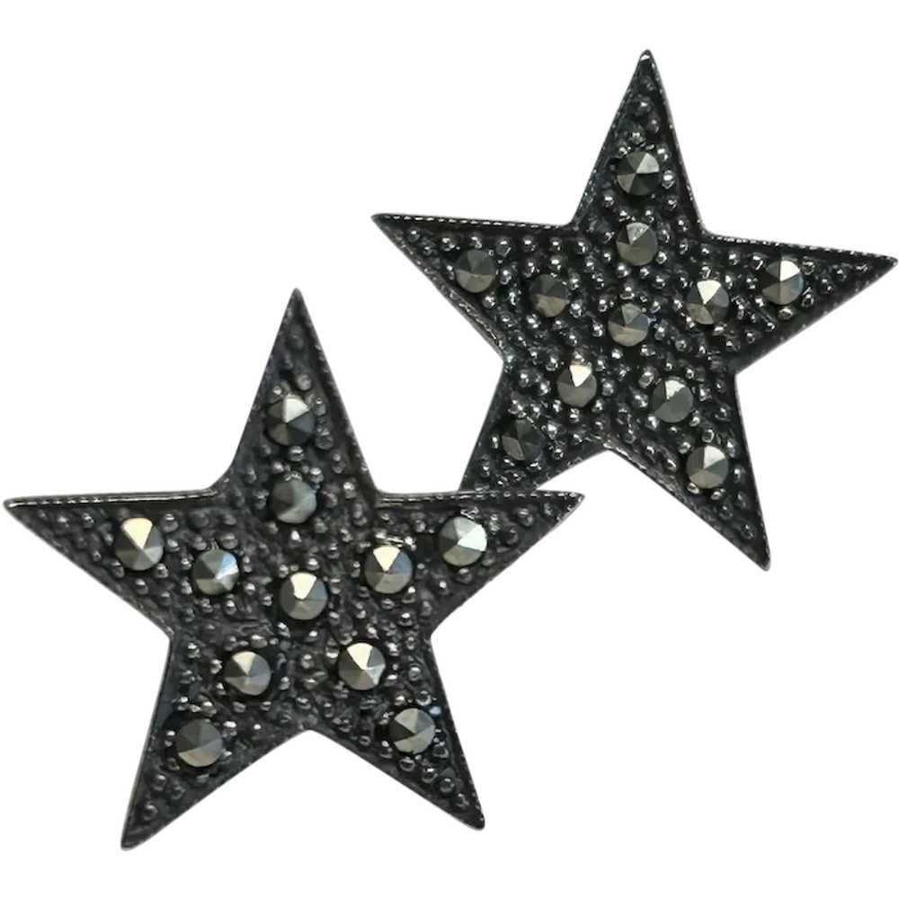 Art Deco sterling Marcasite stars - image 1