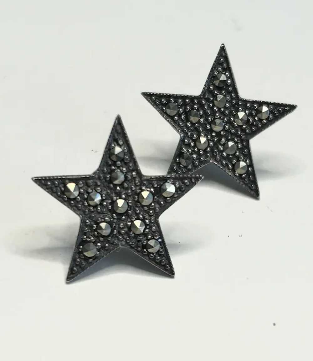 Art Deco sterling Marcasite stars - image 6