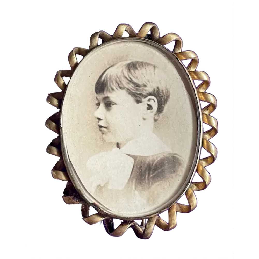 Victorian Photo Pin with Sweet Little Boy - image 1