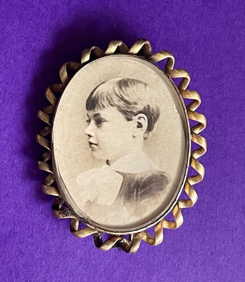 Victorian Photo Pin with Sweet Little Boy - image 3