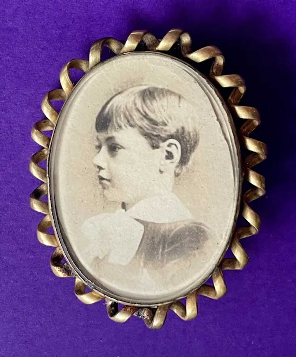 Victorian Photo Pin with Sweet Little Boy - image 5