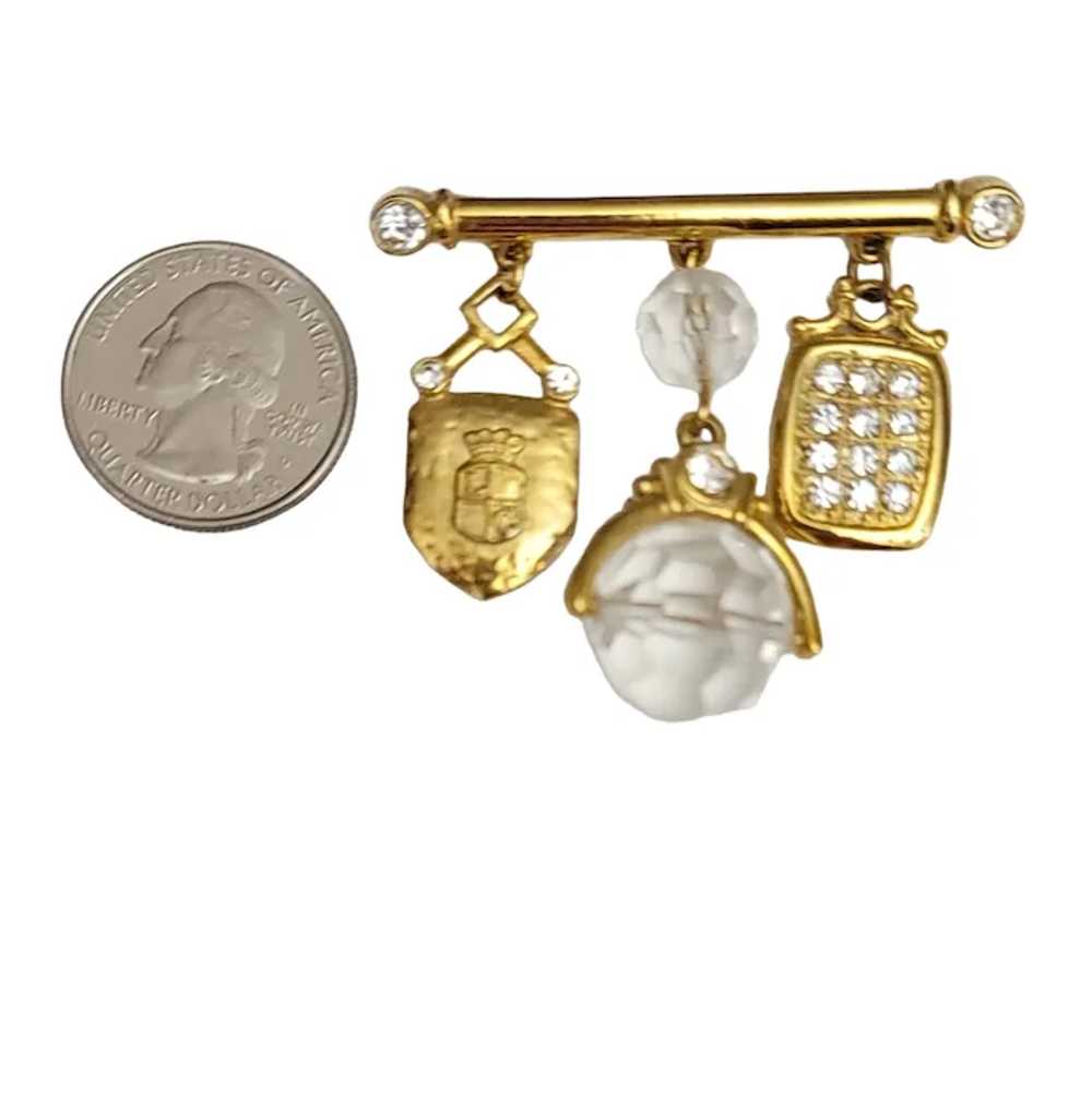 Liz Claiborne Gold Tone Shield, Gob, Rhinestone D… - image 4