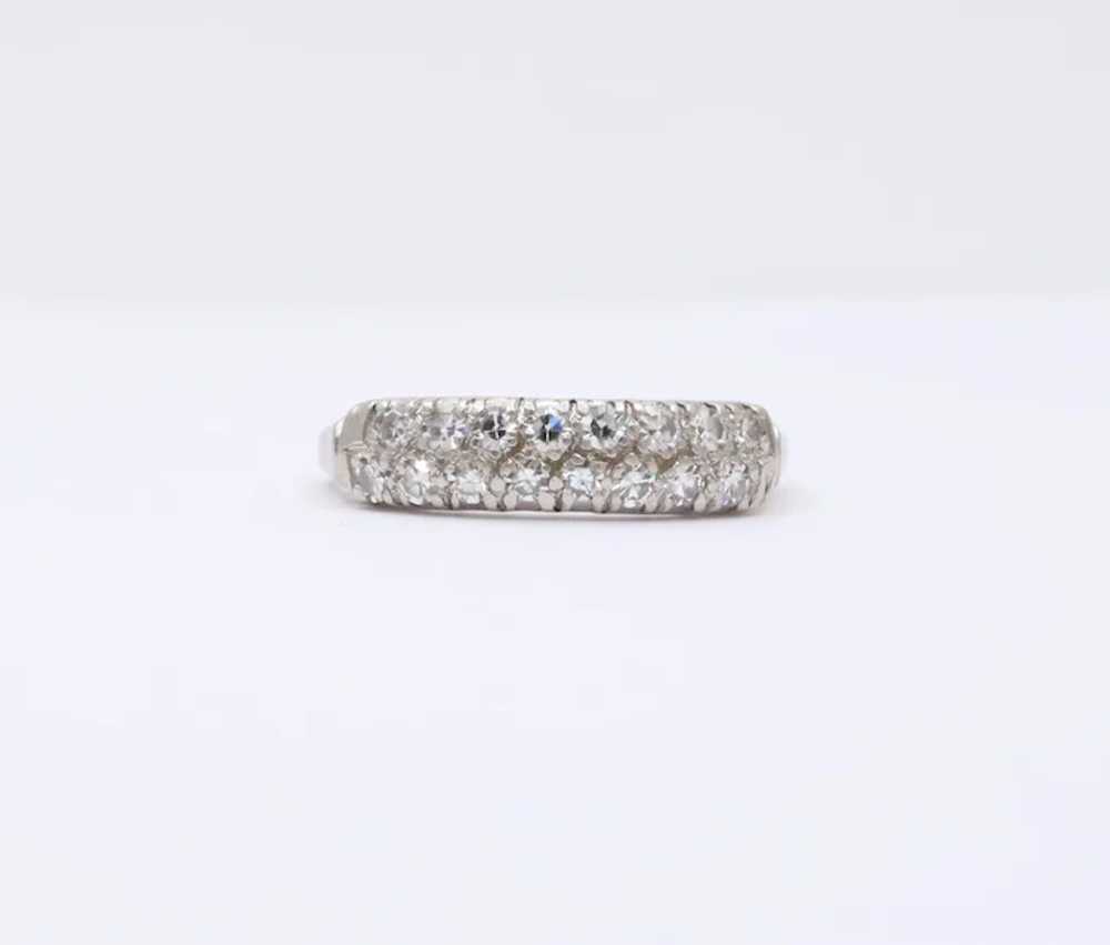 Antique Art Deco Diamond Platinum Ring band, Wedd… - image 4