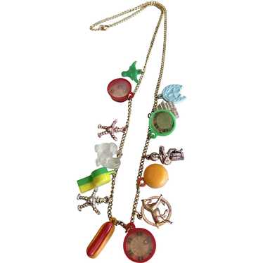 Vintage Plastic Charm Necklace - image 1